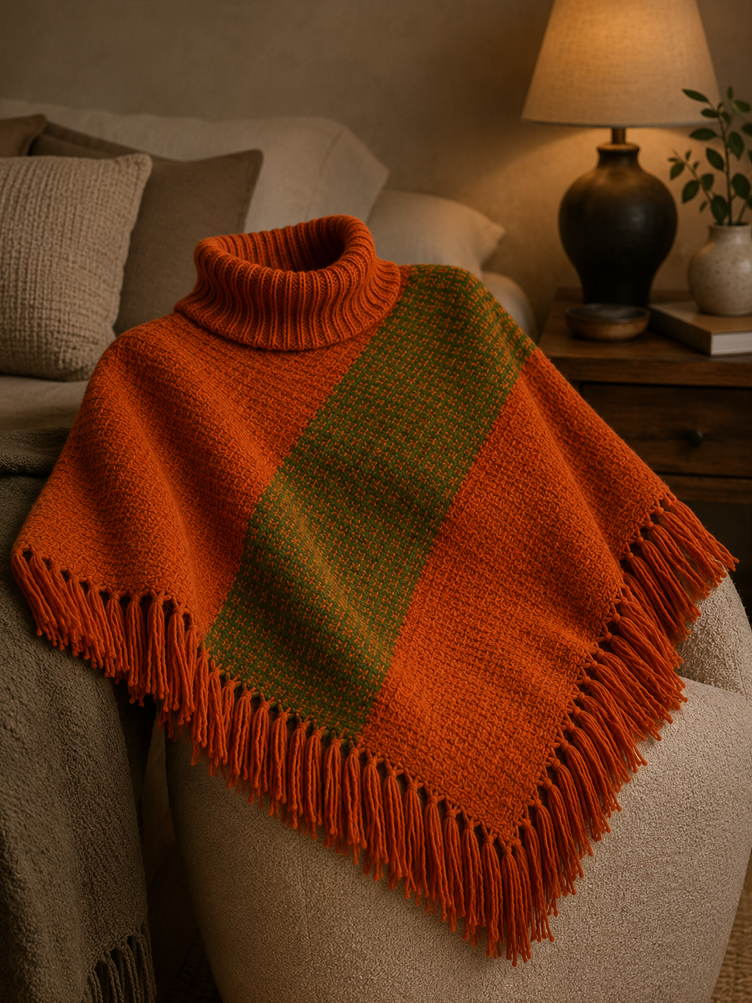 Poncho artesanal de lana